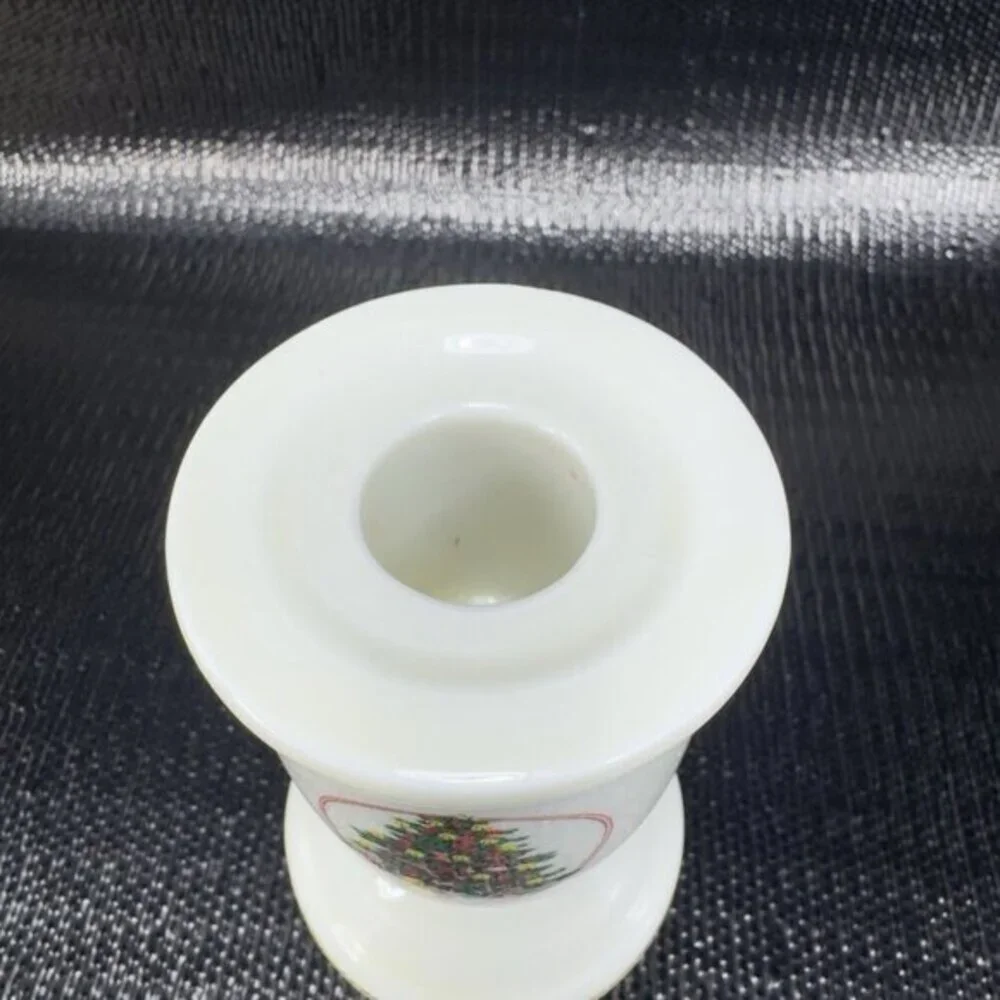Vintage Japanese Porcelain Candle Stick Holder Set 2 Holiday Christmas Theme VTG